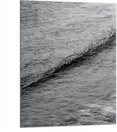 Dibond - Zee Golf in Zwart-Wit - 75x100 cm Foto op Aluminium (Wanddecoratie van metaal)
