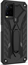 Mobigear Hoesje geschikt voor Vivo Y21s Telefoonhoesje Hardcase | Mobigear Armor Stand Backcover Shockproof met Standaard | Schokbestendig Y21s Telefoonhoesje | Anti Shock Proof - Zwart