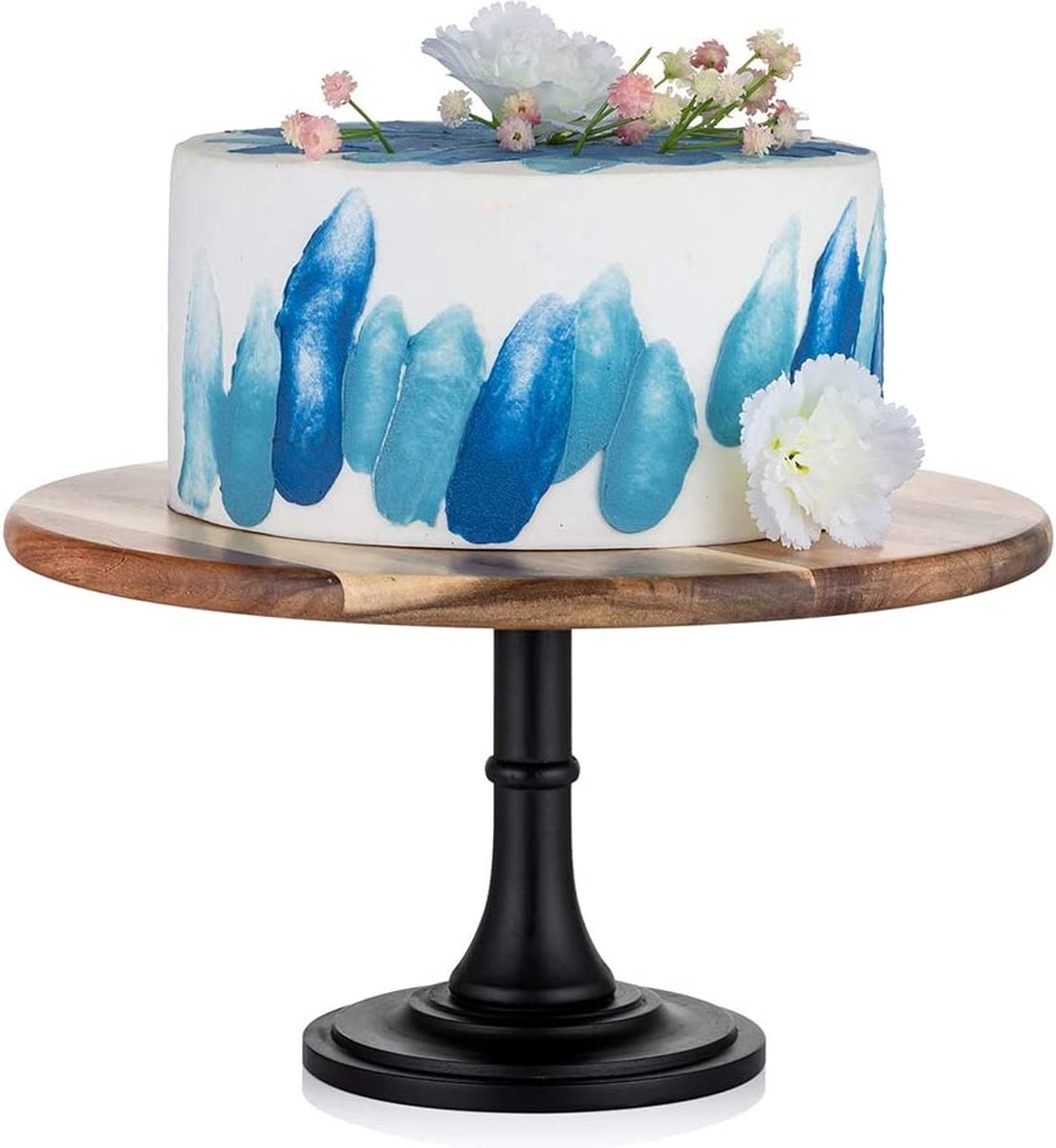 NUPTIO Taart Stand Display Hout: Set van 4 Cupcake Houder Middag Thee Voetstuk Vierkant Bruin Vintage Dessert Verhoger Tafel Toonbank Organisator Zoet voor Bruiloft Kerst Feest 16/21/26/31cm