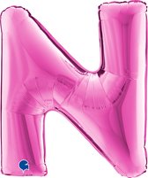 Folieballon 100cm letter N - fuchsia roze