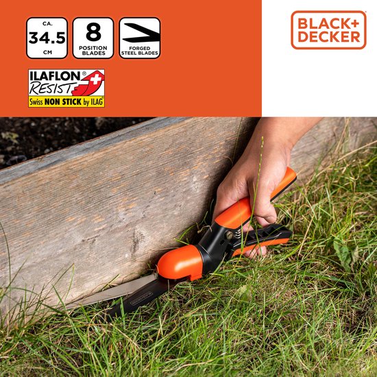 BLACK+DECKER Grasschaar - Grastrimmer 34,5CM - Anti-Kleef Snijbladen - Ilaflon Resist en Swiss Non-Stick - Gesmeden Stalen Blad - Zwart/Oranje van Merkloos	 — afbeelding 3