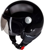 BEON B100 Scooter helm met vizier - Geschikt als Scooter Brommer Motor Snorfiets helm - Retro Vespa scooterhelm - Volwassenen - XL - Zwart - Jethelm incl Gratis helmtas