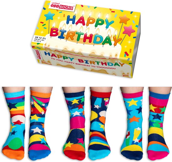 Oddsocks Happy Birthday Oddsocks Sokken Mismatched Maat 30 - 38