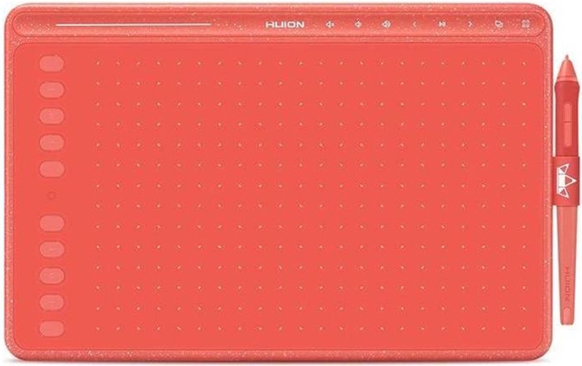 HS611 Tekentablet - 8192 niveaus - Drawing tablet - Tilt control - Grafische tablet - 266PPS + 5080LPI - Ook geschikt voor linkshandig - PW500 - Coral Red