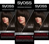 Syoss Baseline - 2-1 Zwartbruin - Permanente Haarverf - Haarkleuring - 3 stuks