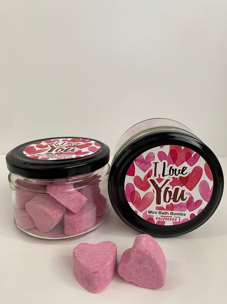 Goedkoopste Mini bath bombs in glazen potje I Love You