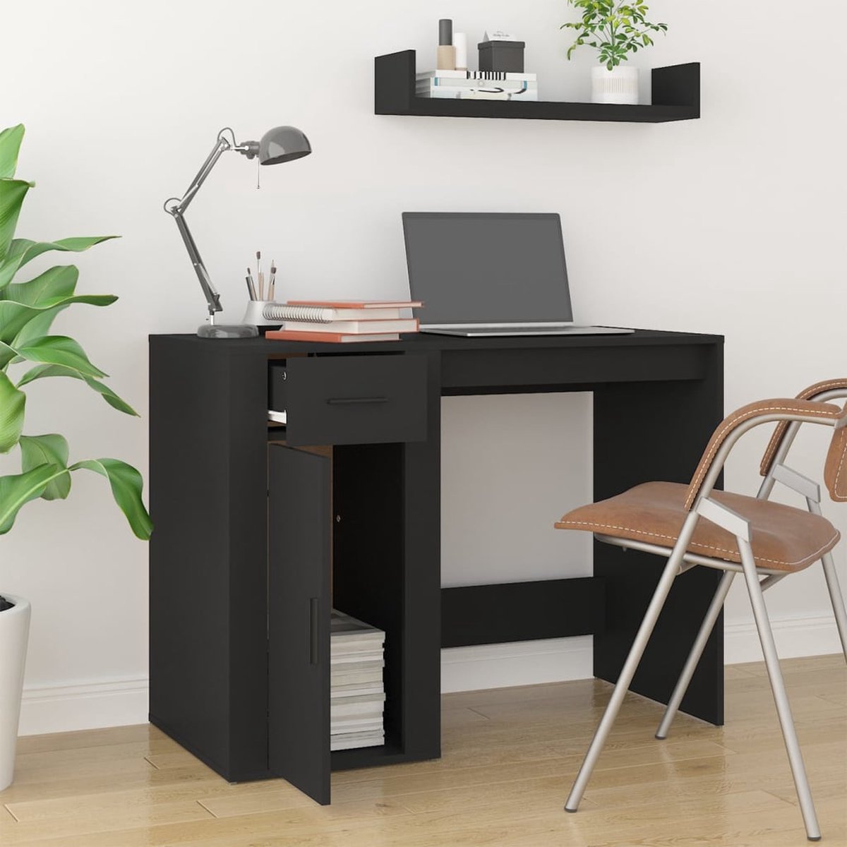 VidaXL Bureau 100x49x75 cm spaanplaat zwart