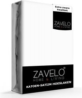 Zavelo Hoeslaken Katoen Satijn Wit-Lits-jumeaux (180x220 cm) - Soepel & Zijdezacht - 100% Katoensatijn