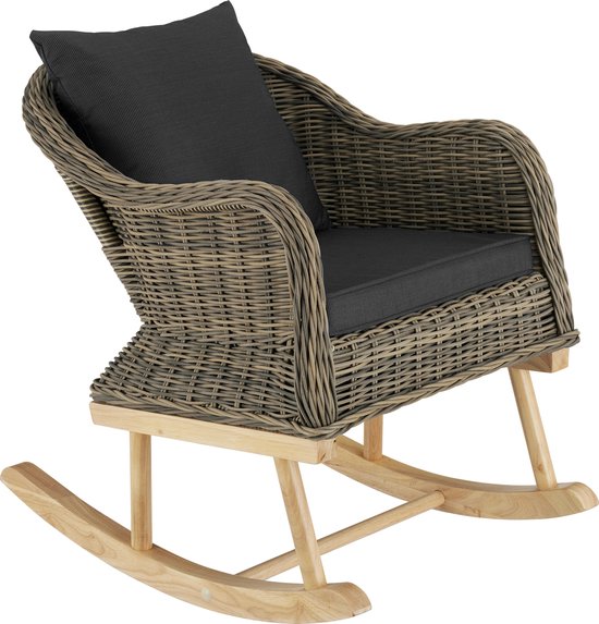 tectake - Wicker schommelstoel Rovigo - 150kg - natuur - poly-rattan