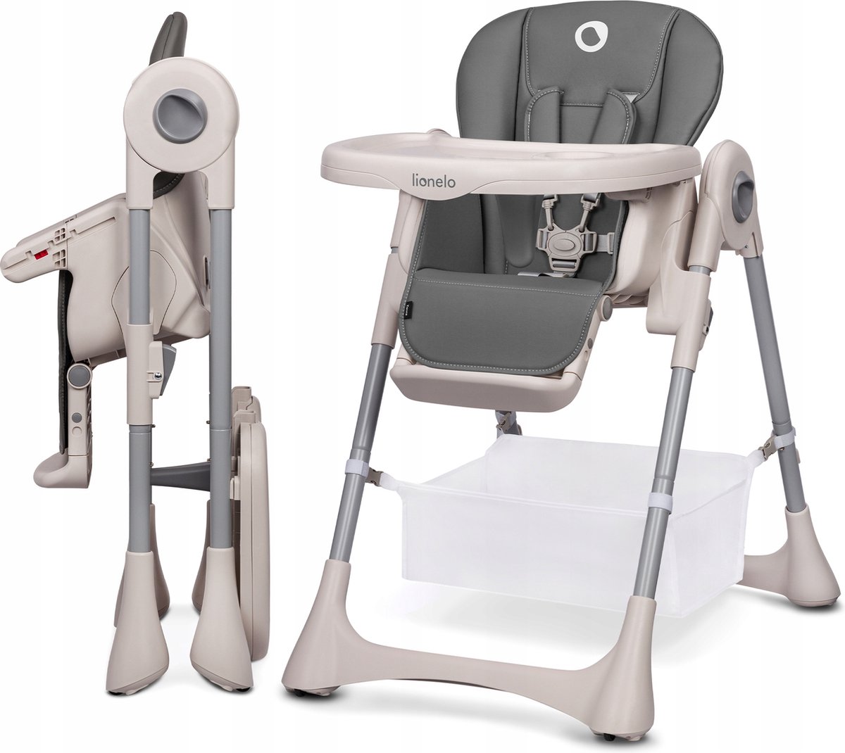 LIONELO Linn Plus - Chaise haute évolutive bébé - Pliable - Compacte -  Réglable hauteur - De 6 mois à 3 ans (15kg) - Beige beige - Lionelo