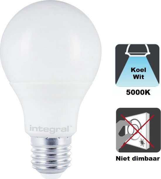 Integral LED - E27 LED lamp - 9,5 watt - 5000K - 1055 lumen - Frosted cover - Niet dimbaar