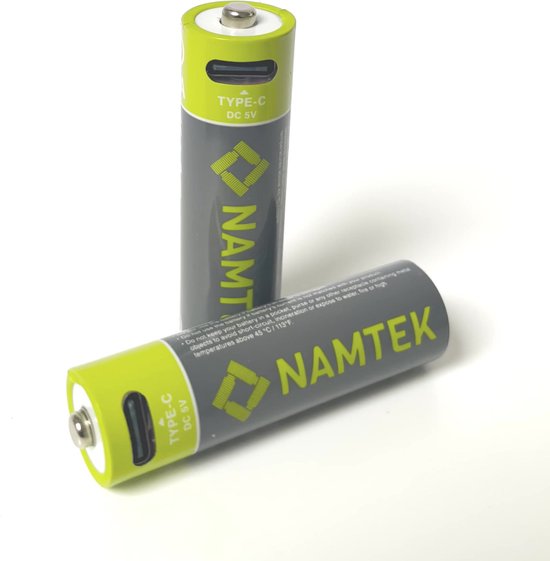Namtek Oplaadbare batterijen AA 1.5V 2600 mWh met USB Type-C Kabel opladen  - Lithium... | bol.com