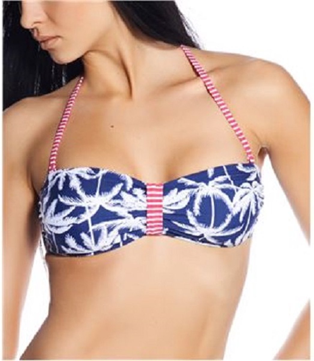 Esprit - Sunset Beach - gewatteerde bandeau bikini top navyblauw - maat 36 / S