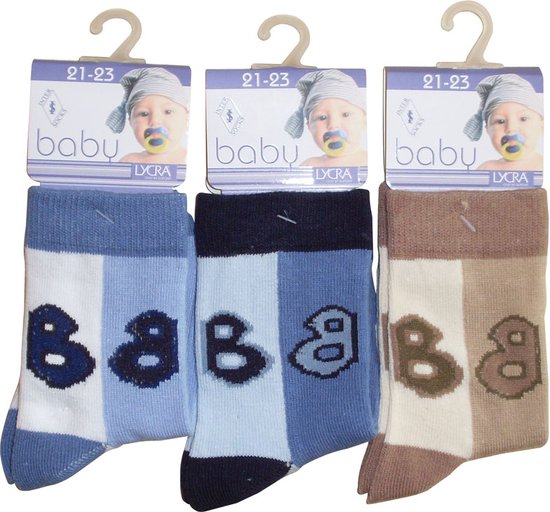 Baby / kinder sokjes BB - 24/27 - jongetje - 90% katoen - naadloos - 12 PAAR - chaussettes socks