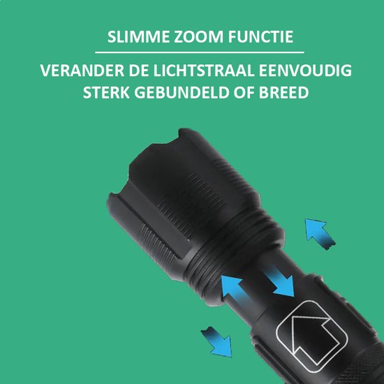 Felle LED Zaklamp - 5 standen flashlight - USB Oplaadbaar - Inclusief oplaadbare batterij - AAA batterij backup - Voor volwassenen & kinderen - vakantie tip voor reizen, kamperen & festival - Attalos