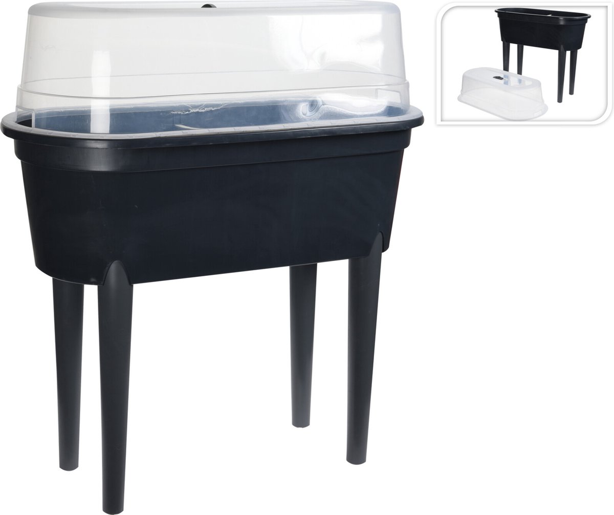 In & Out Deco Kweektafel op poten zwart kunststof 77 x40 x83 cm