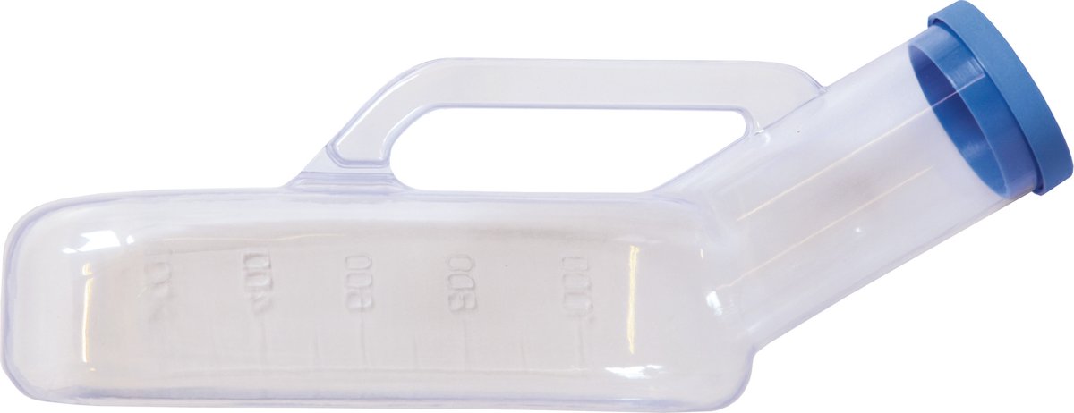 Urinaal met handvat heren / mannen met deksel - transparant kunststof - 1000ml - urinefles