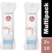 Pack of x 2 Brabantia PerfectFit Bags, Code L, 45 litre, 10 Bags per Roll - White