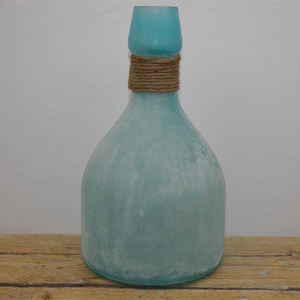 Sense Fles Vaasje Turquoise - Kleine Glazen Flesjes – Bloemenvaasje – Mini Fles vaas - Ibiza Style