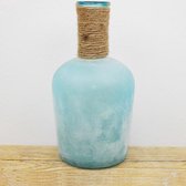 SENSE Fles Vaasje Frosted Blauw - Kleine Glazen Flesje  - Bloemenvaasje turquoise - Vintage Frosted Blue