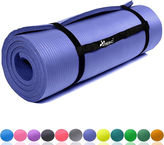 Tresko Fitnessmat - 185x60 cm - 1,5 cm dik - Dark blauw - Tresko