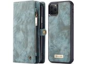 iPhone 11 Pro Bookcase hoesje - CaseMe - Effen Blauw - Leer - Portemonnee met 11 Vakjes voor Pasjes en Ritsvak
