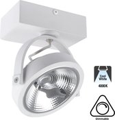 Opbouw LED Spot AR111, 15w, 800 Lumen, 4000K Neutraal Wit, Dimbaar, Wit Armatuur