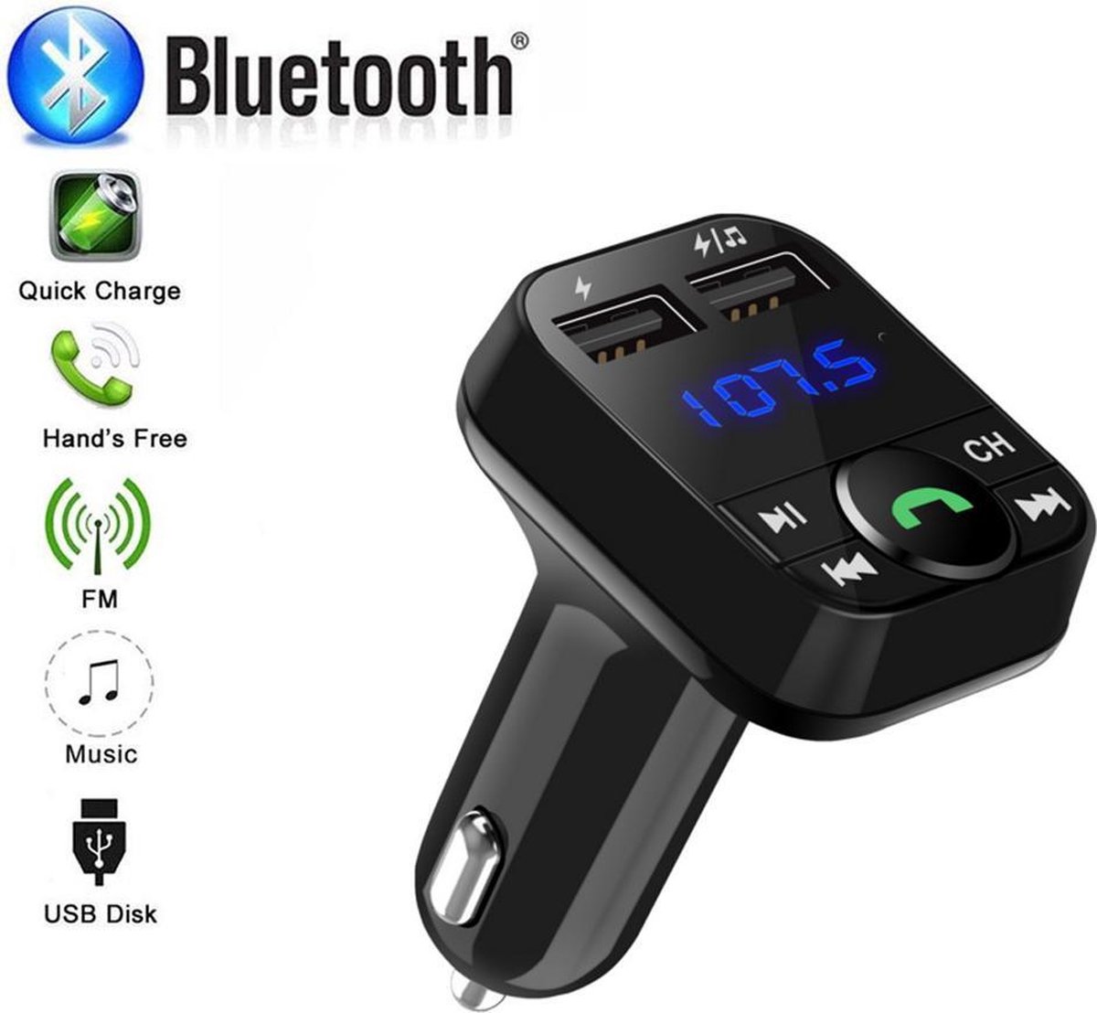 Carkit Bluetooth 5.0 transmitter voor autoradio - Advertentie 1340125