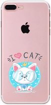 Apple Iphone 7 Plus / 8 Plus Transparant siliconen hoesje (I love cat)