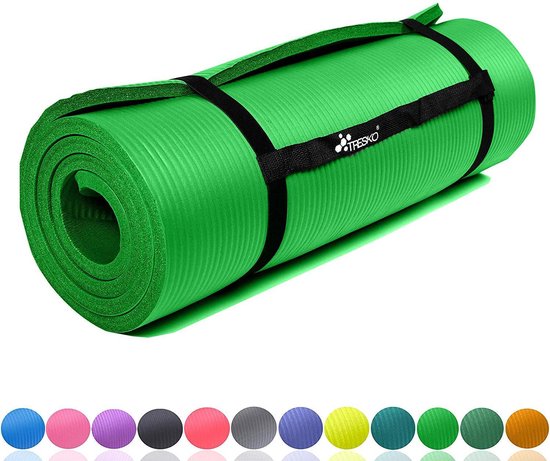 Yoga mat lichtgroen, 190x100x1,5 cm dik, fitnessmat, pilates, aerobics