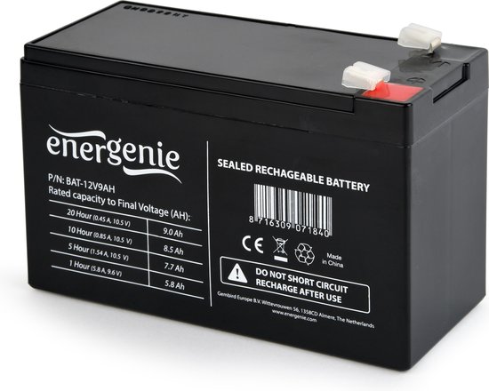 Specifiek Voorkomen Gek EnerGenie BAT-12V9AH - Batterij 12V, 9AH | bol.com