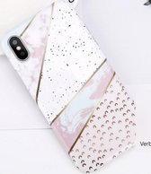 Luxe Marmer Back cover voor Apple iPhone XR - Wit - Roze - Groen - soft TPU
