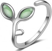 Ring- Zilver- verstelbare -Green Leaf- ring-Charme Bijoux