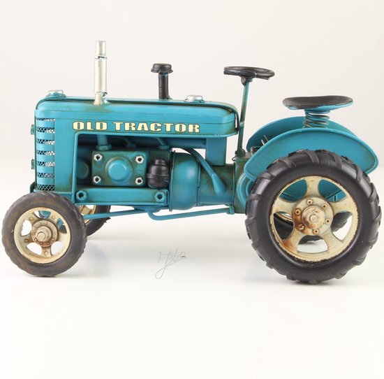 MadDeco - Blikken - decoratie - tractor - trekker - lichtblauw - blik
