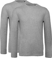 Senvi 2 pack T-Shirt Lange Mouwen Biologisch Katoen - Sport Grijs – XL