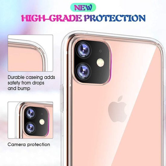 Étui iPhone 11 Pro Max Étui souple en silicone TPU transparent + Protecteur d'écran en verre trempé 2X