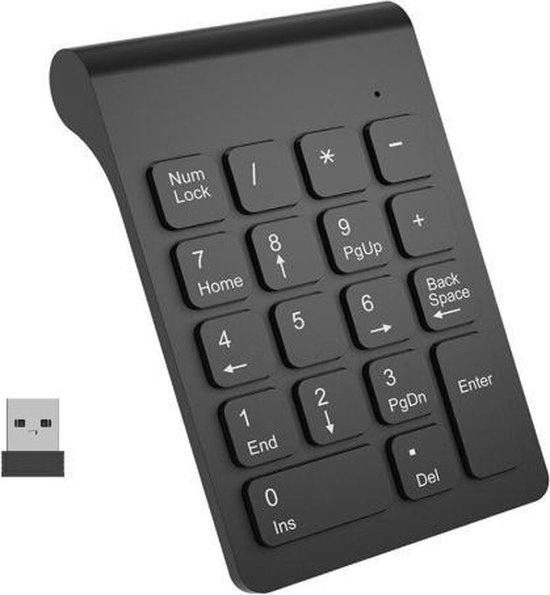 WiseGoods - Premium Draadloze Numpad - Draadloos Numeriek Toetsenbord - 2.4GHz Draadloos - Bluetooth Numpad - Voor Laptop - Zwart
