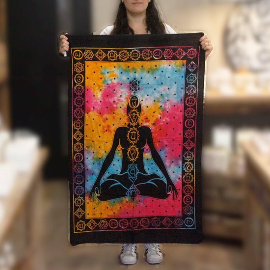 Wandkleed - Chakra Boeddha - Katoen - 112 x 78 cm - Muurdecoratie
