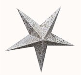 étoile de Noël de luxe - blanche avec goutte d'argent - 40 cm - éclairage compris - commerce équitable de l'Inde