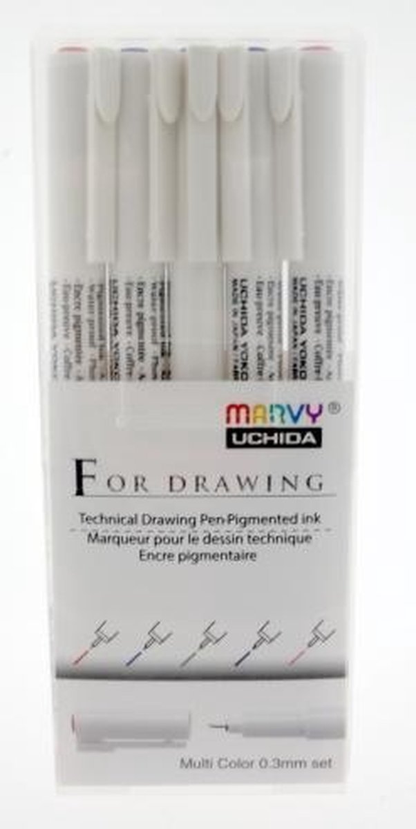 Marvy Uchida Marvy Uchida Technische Fineliner Set 0,3mm 5 stuks