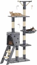 Kattenkrabpaal (incl kattenspeelstok) 138cm grijs - Krabpaal katten - Katten Krabpaal