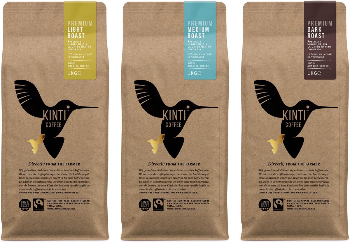 KINTI Koffiebonen multipak 3x1kg - Fairtrade & Direct Trade