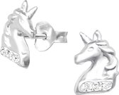 Joy|S - Zilveren eenhoorn oorbellen unicorn 6 x 9 mm Sterling zilver 925