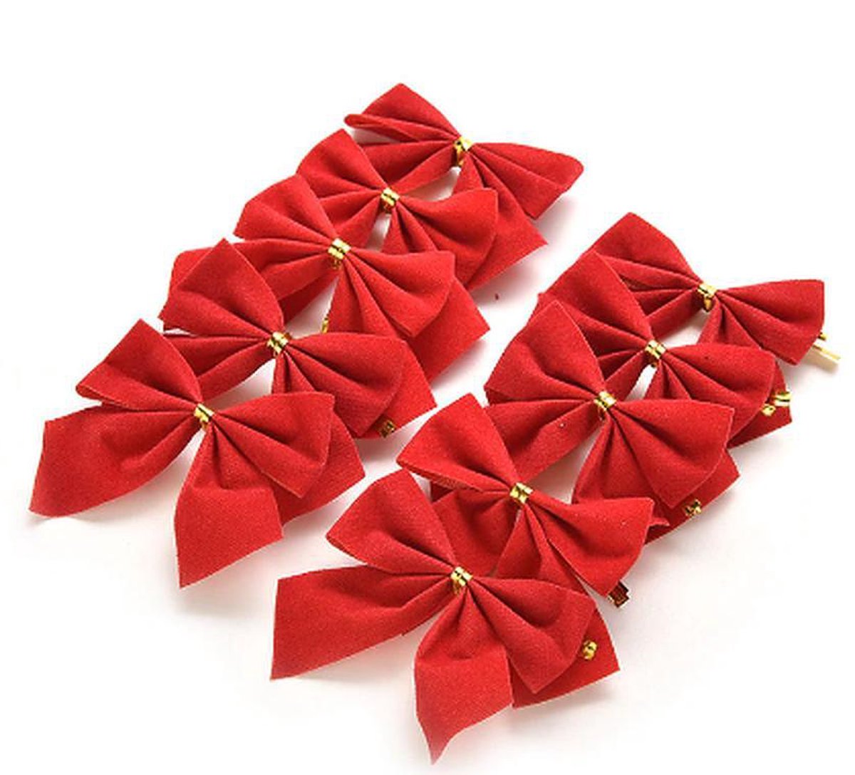Kerst decoratie Rode strikjes 2.5 cm x 5.5 cm 12 stuks