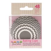 FunCakes Baking Cups Papier - Chevron Grijs - 48 Stuks - Cupcake en Muffin Vormpjes