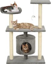Kattenkrabpaal (incl kattenspeelstok) 95cm grijs - Krabpaal katten - Katten Krabpaal