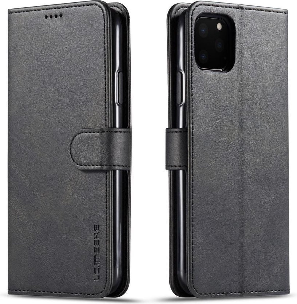 LC.IMEEKE Luxe Book Case - Geschikt voor iPhone 11 Pro Max Hoesje - Zwart