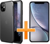iPhone 11 Hoesje - Multi Protective Armor + Tempered Glass - Zwart