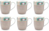 Pip Studio Blushing Birds Mok Khaki 145 ml - 6 stuks