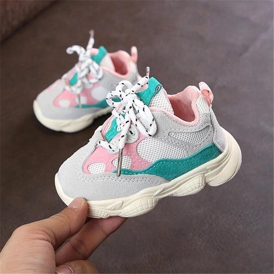 Baby sneaker | Hip | Stevige zool | Binnenzool 12,5 cm | Groen/Roze | |  bol.com